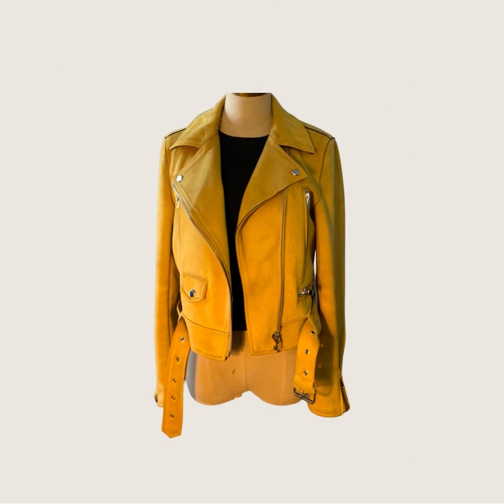 Zara | Mustard Biker jacket | faux suede | Sz. Medium